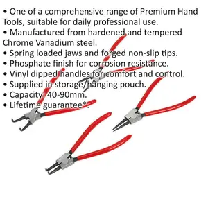 Premium 4 Piece 230mm Circlip Pliers Set for Internal and External Use