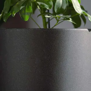 Primrose Flower Pot Cylinder Recycled Plastic Planter in Black Small 28cm