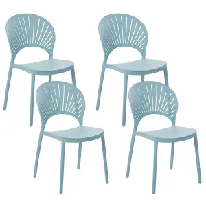 Set of 4 Garden Chairs OSTIA Light Blue