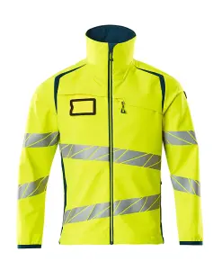 Mascot Accelerate Safe Softshell Jacket (Hi-Vis Yellow/Dark Petroleum)  (Medium)