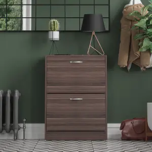 Vida Designs 2 Drawer Shoe Storage Cabinet Walnut