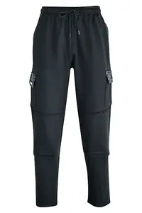 MS9 Mens Cargo Combat Fleece Trouser Work Tracksuit Jogging Bottoms Pants H20, Black - XL