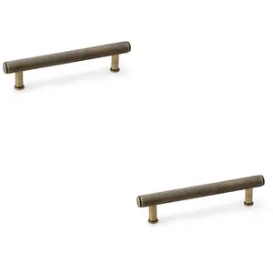 2 PACK - Knurled T Bar Pull Handle - Antique Brass - 128mm Centres Premium Drawer Door