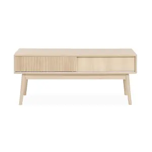 sweeek. 115cm grooved wood detail TV stand Linear Natural 115x40x48 cm