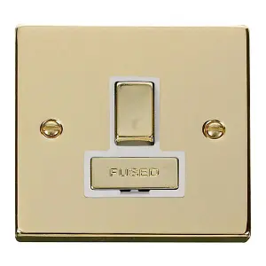 Polished Brass 13A Fused Ingot Connection Unit Switched - White Trim - SE Home