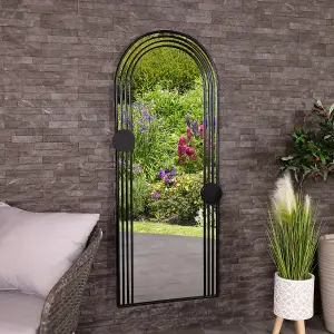 Warsaw Arch Mirror Black Weather Resistant Wall Mount