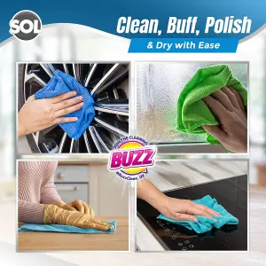 8pk Buzz Lint Free Microfibre Cleaning Cloths for Home 23 x 23cm, Microfibre Cloth, Microfibre Cleaning Cloth, Microfibre Cloths