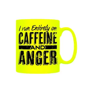 Grindstore I Run Entirely On Caffeine And Anger Mug Neon Yellow (One Size)