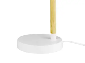 GoodHome Mulanje Industrial Matt White Wood effect Table light