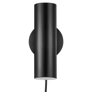 Nordlux DFTP Mib 6 Tiltable Indoor Living Bedroom Metal Wall Light in Black (Diam) 10cm