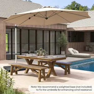 Costway 3M Round Patio Parasol Outdoor Adjustable Cantilever Umbrella w/ 360 Rotation