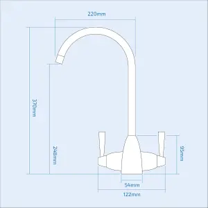 Nes Home Twin Lever 360 Swivel Spout Kitchen Basin Mono Mixer Tap Brushed Nickel