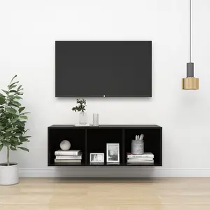 Berkfield Wall-mounted TV Cabinet High Gloss Black 37x37x107 cm Engineered Wood