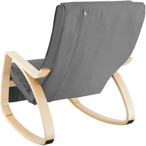 Rocking Chair Onda - with armrests, comfortable padding with pillow, 5-step adjustable footrest - light grey