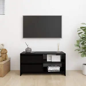 Berkfield TV Cabinet Black 80x31x39 cm Solid Pinewood