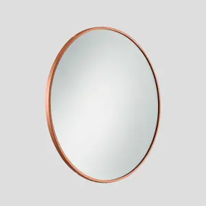 Industville Urban Round Wall Mirror, 24 inch, Copper Frame