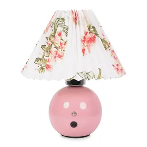 ValueLights Pink Floral Touch Button Rechargeable Table Lamp