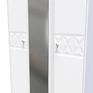 San Jose Ready assembled Contemporary White Tall Triple Wardrobe With 1 mirror door (H)1970mm (W)1110mm (D)530mm