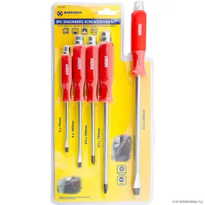 5Pc Mechanics Engineer Screwdriver Set Hex Bolt Fitting Flat Phillips Heavy Duty