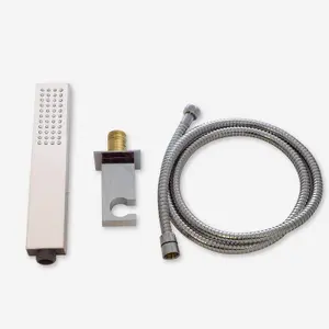 Nes Home Chrome Rectangular Shower Handset Kit & 1.5m Hose, Adjustable Bracket