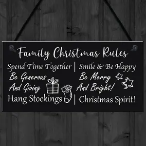 Funny Family Christmas Rules Sign Christmas Decoration Home Decor Family Gift