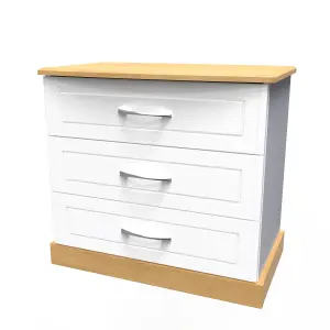 Whitby 3 Drawer Chest in White Ash & Oak (Ready Assembled)