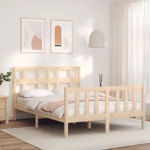 Berkfield Bed Frame with Headboard Small Double Solid Wood