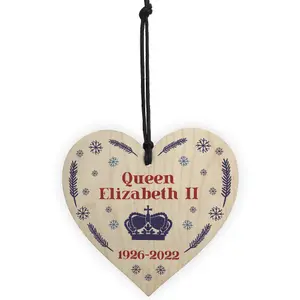 Red Ocean Queen Elizabeth II Wooden Plaque In Memory Memorial Sign Christmas Bauble