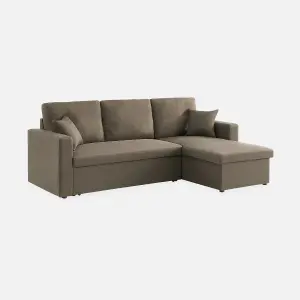 sweeek. 3-seater reversible corner sofa bed with storage Ida Taupe Grey 219x84x68 cm