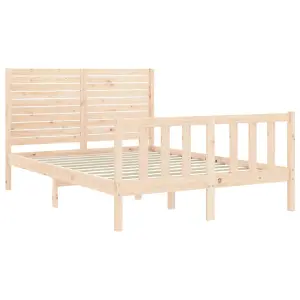 Berkfield Bed Frame with Headboard Small Double Solid Wood