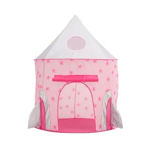 Livingandhome 3 in 1 Pink Kids Play Tent Pop up Rocket Tent Teepee Garden Toys with Crawl Tunnel and Ball Pit Playground