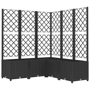 Berkfield Garden Planter with Trellis Black 120x120x136 cm PP