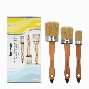 Handmade Oval Chalk, Lacquer & Wax Brush 3 Set