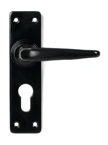 Black Smooth Lever Euro Lock Set