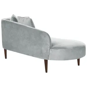 Right Hand Velvet Chaise Lounge Light Grey CHAUMONT