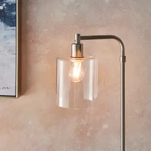 Torton Brushed Nickel with Clear Glass Shade Modern 1 Light Floor Light