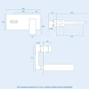 Nes Home Kenson Bathroom Wall Mounted Basin Sink Mixer Single Lever Modern Chrome Tap