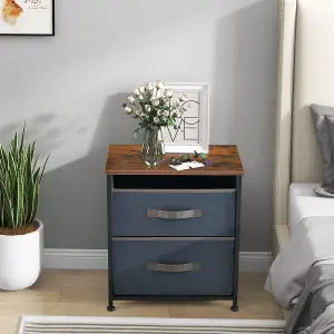 Costway 2-Drawer Nightstand Chest of Drawers Side Table w/ 2 Removable Fabric Bins