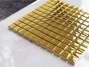 Glass mosaic on mesh for bathroom or kitchen 300mm x 300mm - Pure Gold