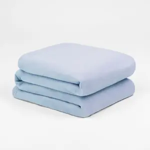 Wholesale 10 x Plain Fleece Blanket Sofa Throw Joblot, Blue - 120 x 150cm