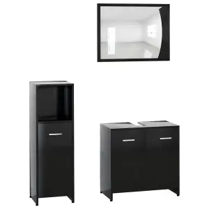 Berkfield 3 Piece Bathroom Furniture Set Black Engineered Wood