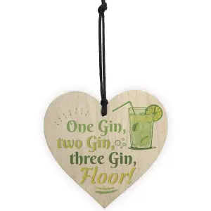 Red Ocean One Gin Novelty Friendship Wooden Hanging Heart Plaque Joke Garden Sign Birthday Gift