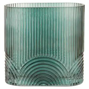 Interiors by Premier Large Green Glass Vase, Textured Glass Flower Vase, Embossed Green Modern Vase for Contemporary living rooms