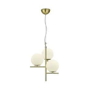 Luminosa Pure Modern 3 Light Multi Arm Pendant Ceiling Light Brass Matt - UK Stock