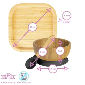 Tiny Dining 4pc Square Bamboo Suction Baby Feeding Set - Olive Green