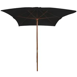 Berkfield Outdoor Parasol with Wooden Pole Black 200x300 cm