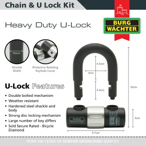 2 x 1M HEAVY DUTY CHAIN, 2 U-LOCKS AND  2 ANCHORS