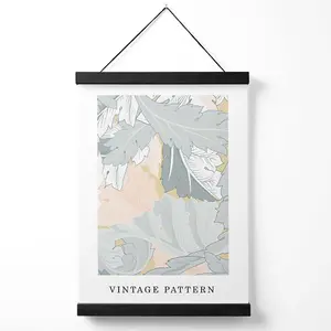 William Morris Wreath in Green and Peach Medium Poster with Black Hanger