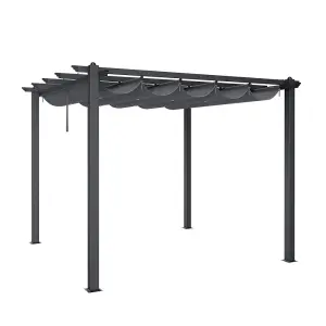 Aluminum Garden Gazebo with Retractable Canopy Heavy Duty Awnings 3 x 3m