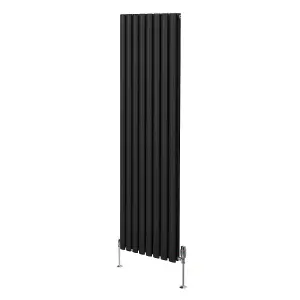 Oval Column Radiator & Valves - 1800mm x 480mm - Black